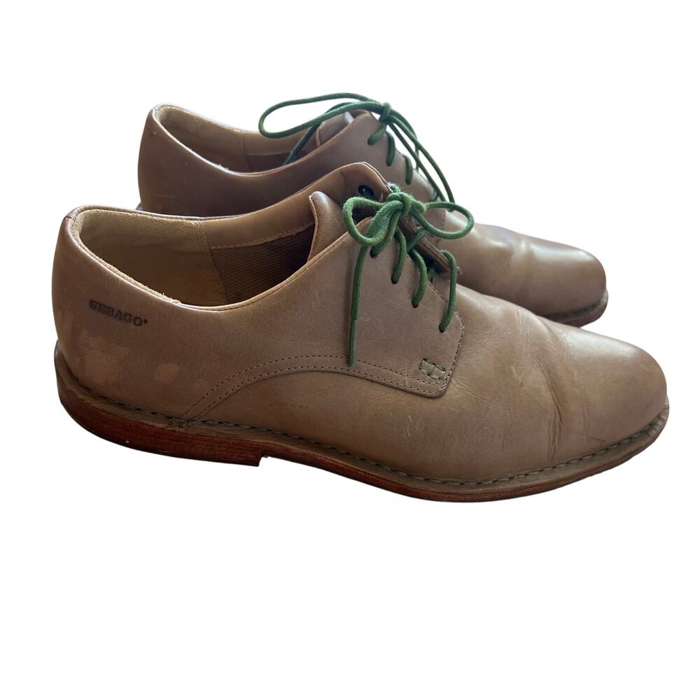 Men’s Sebago Casual Dress Loafers Tan Size 9D Green Laces